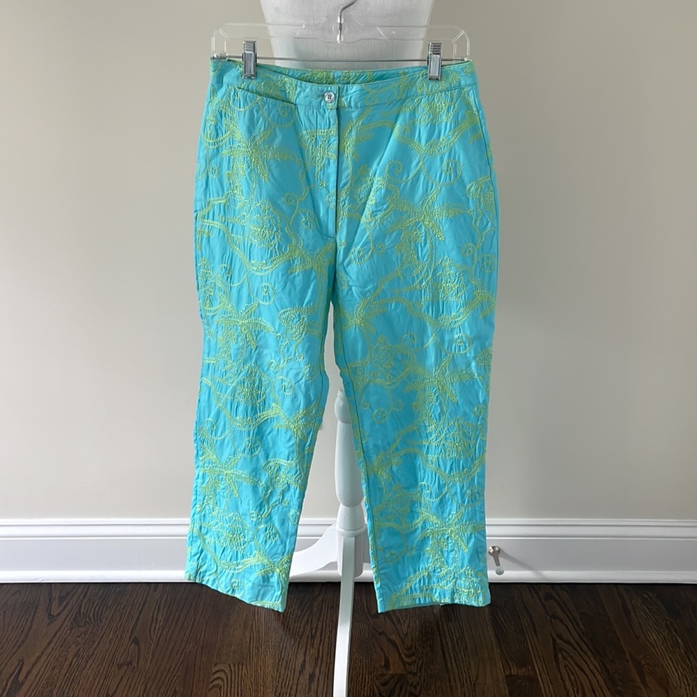 Lilly Pulitzer Embroidered High Waisted ankle pant- size 6